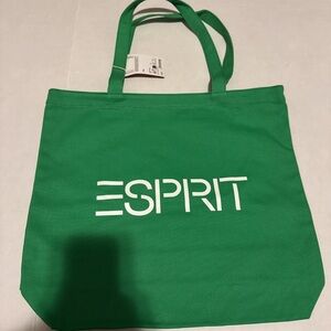 ESPRIT Vintage Throw-back 90's Green Canvas Tote Authentic NWT